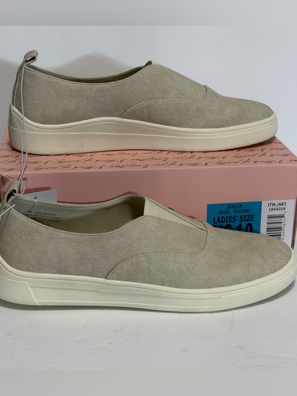 Kensie Salia Women’s Shoes Size 10 Beige Slip-On Casual Cushioned Sneakers
